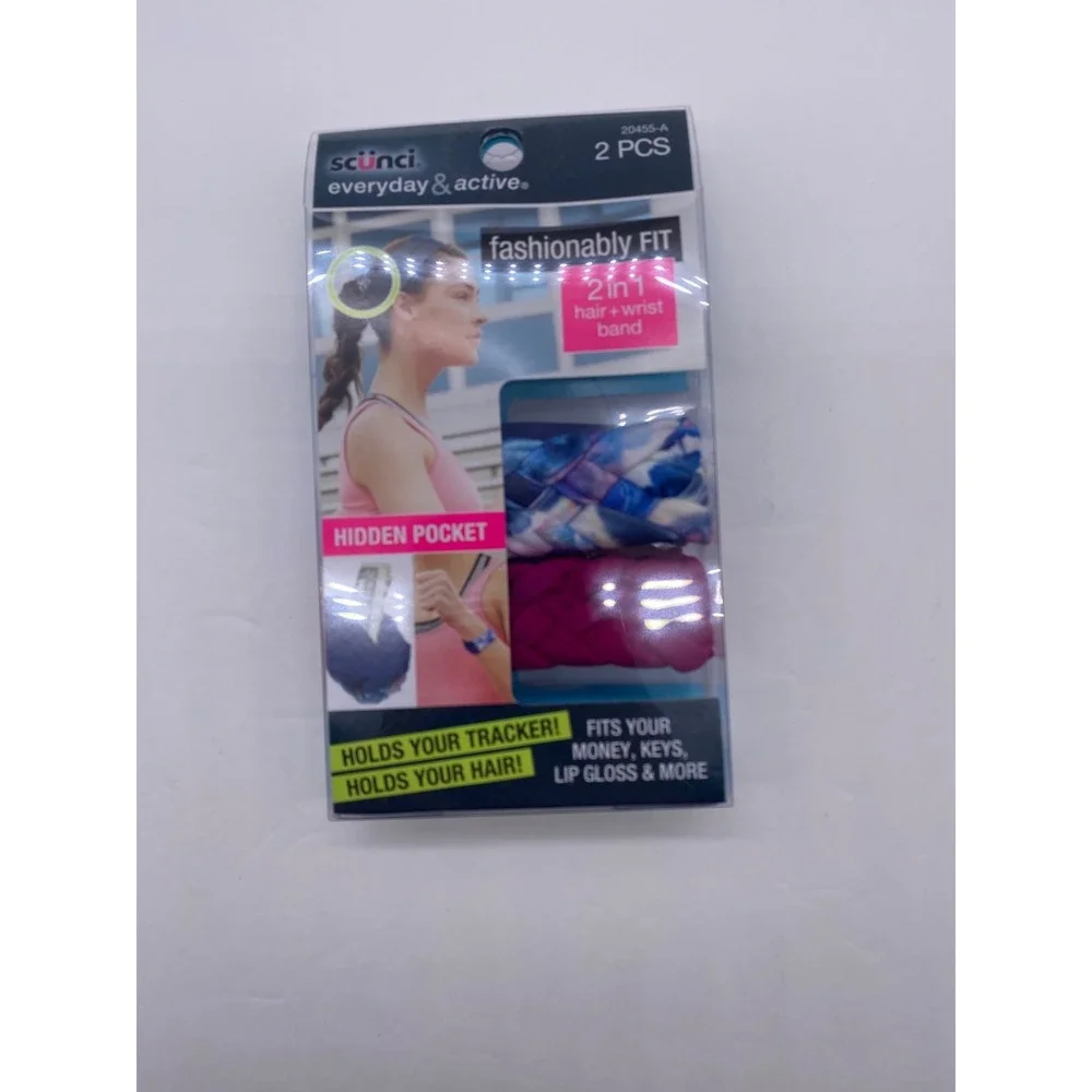 Scunci Everyday & Active Fashionably Fit 2 In‎ 1 Hair + Wrist Band Hidden Pocket